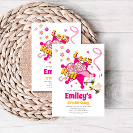 Let's Roll Girl Cowgirl roller skate Birthday  Inbjudningar