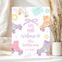 Lets Roll Roller Skate Girl Birthday Welcome