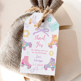 Lets Roll Roller Skate Retro Birthday Thank you Presentetikett