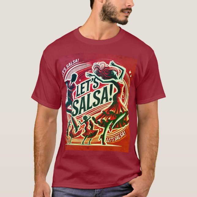 "Let's Salsa" Fet och Vibrant Salsa Dance T-Shirt (Framsida)