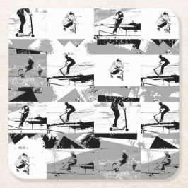 Lets Scoot Around - Stunt Scooter Rider Underlägg Papper Kvadrat