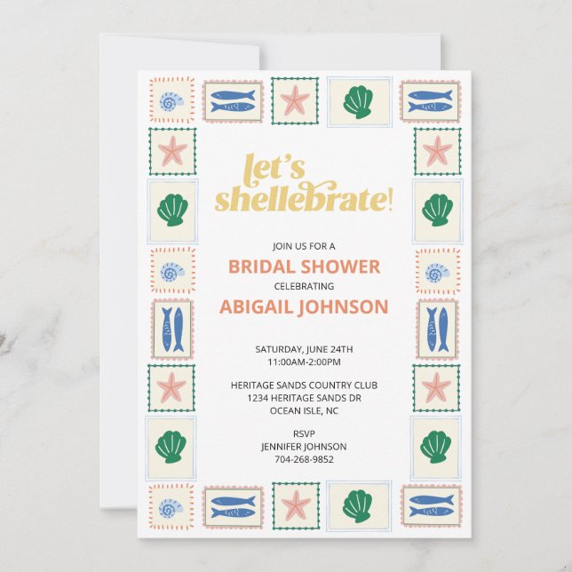 Let's Shellabrate Seashell Bridal Shower Inbjudningar (Framsida)