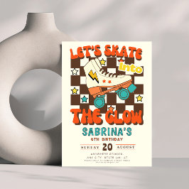 Let's Skate into the glow roller skating birthday  Inbjudningar