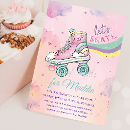 Lets Skate l Roller Skating party Girl Birthday Inbjudningar