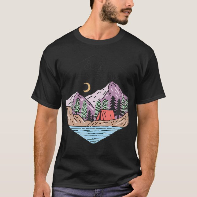 Lets Sleep Under Stars Camping Shirt Retro Camper  T Shirt (Framsida)