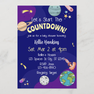 Let's Start the Countdown, Space Baby Shower Inbjudningar
