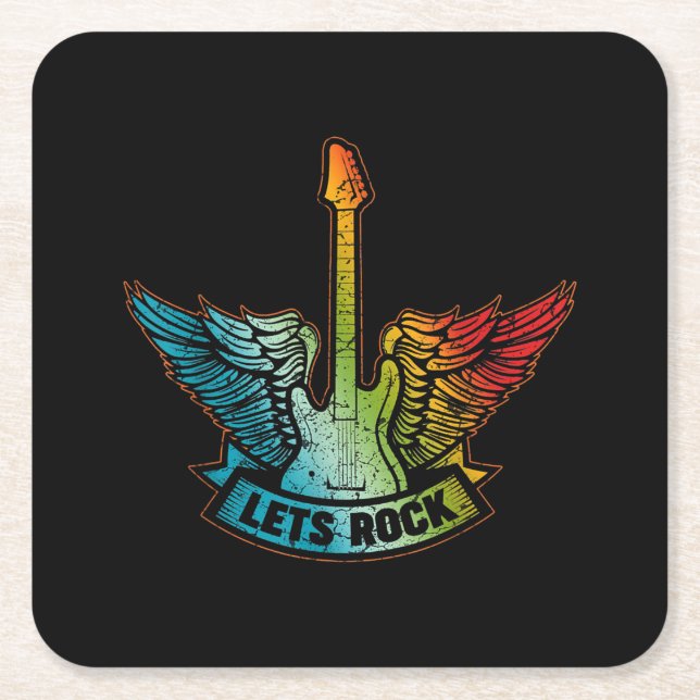 Let's Sten Legend Rock and roll Music Guitar Underlägg Papper Kvadrat (Framsidan)