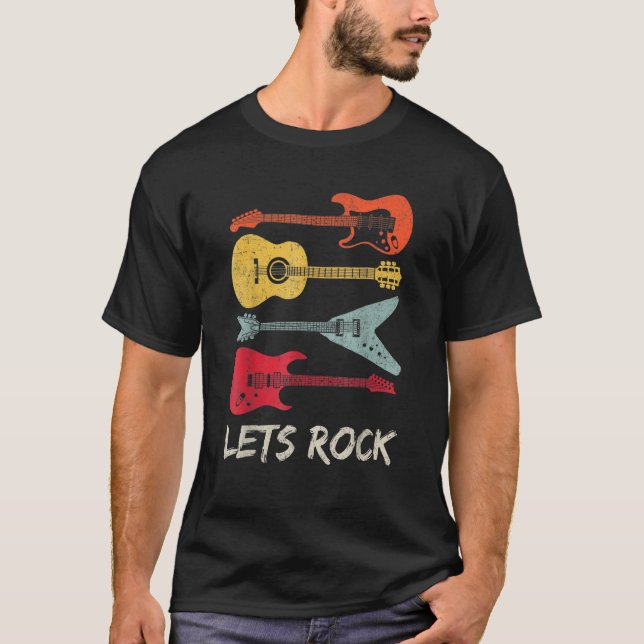 Lets Sten Rock n Roll Guitar Retro Manar Women T Shirt (Framsida)