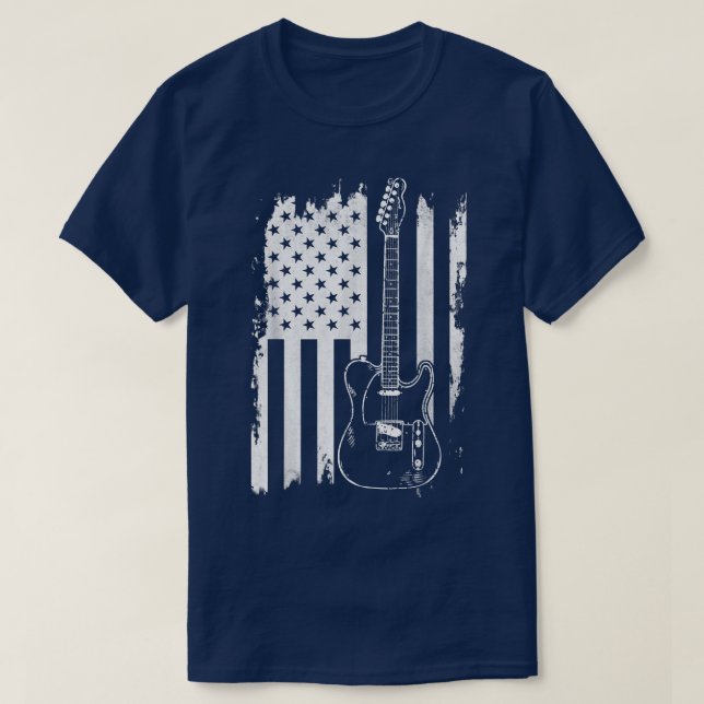 Lets Sten Rock n Roll Guitar Retro USA flagga Musi T Shirt (Design framsida)