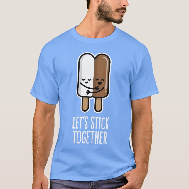 Lets stick together interracial couple popsicle fu t shirt (Framsida)