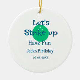Let's strike up have fun green ball birthday name  julgransprydnad keramik