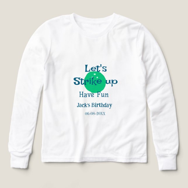 Let's strike up have fun green ball birthday name  t shirt (Design framsida)