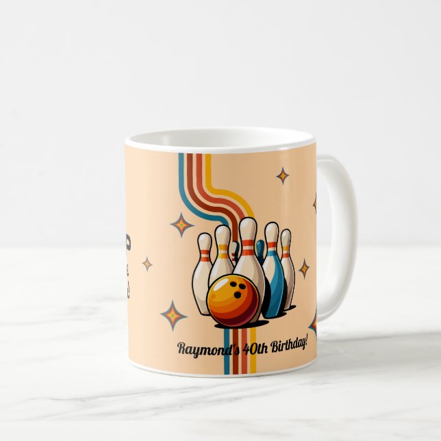 Let's Strike Up Some Fun Bowling Birthday Party Kaffemugg (Framsida höger)