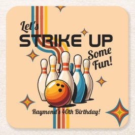 Let's Strike Up Some Fun Bowling Birthday Party Underlägg Papper Kvadrat