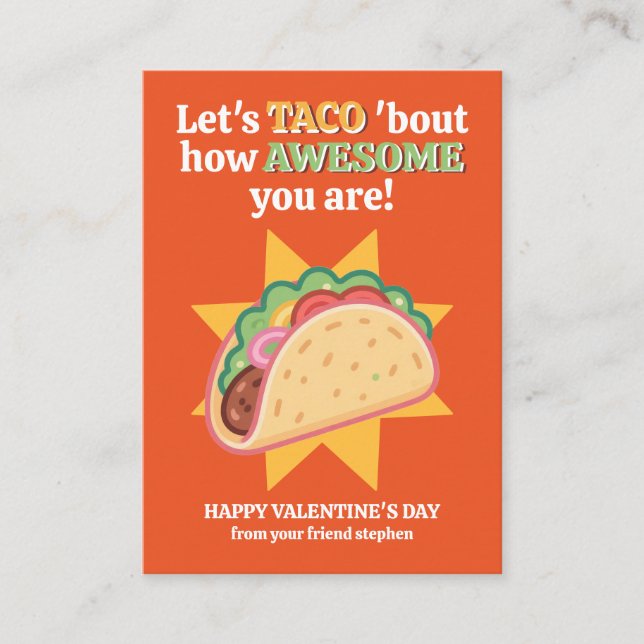 Let's TACO 'Bout How Awesome You Are Valentine's Anteckningskort (Framsida)