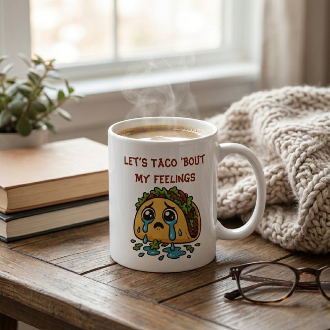 Let's Taco 'Bout My Feelings Funny Crying Taco Kaffemugg (Skapare uppladdad)