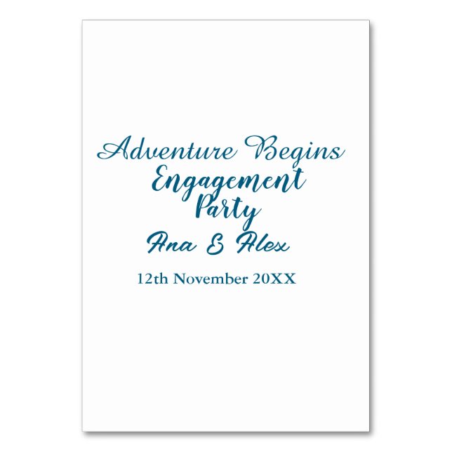 lets the adventure begins engagement party name da bordsnummer (Framsidan)