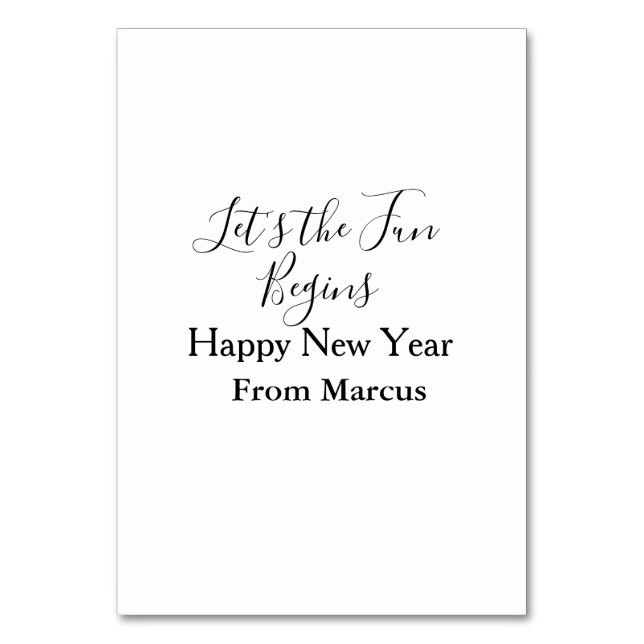 lets the fun begins happy new year name year simpl bordsnummer (Framsidan)