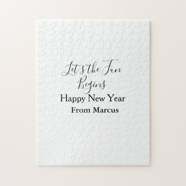 lets the fun begins happy new year name year simpl pussel (Vertikal)