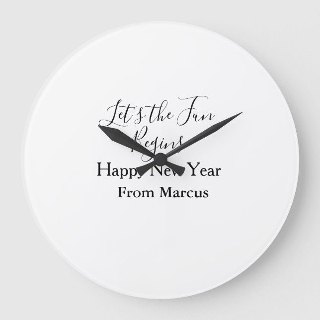 lets the fun begins happy new year name year simpl stor klocka (Framsida)