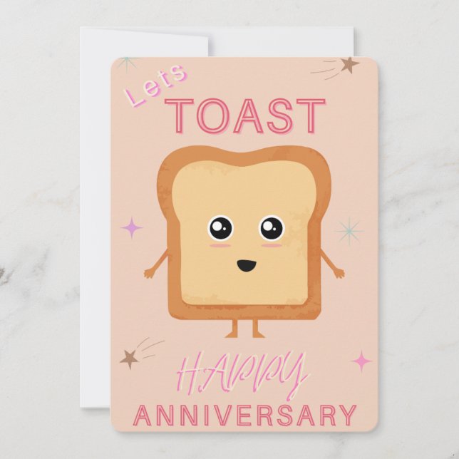 Lets Toast neutral Happy Anniversary greeting card Meddelande (Framsida)