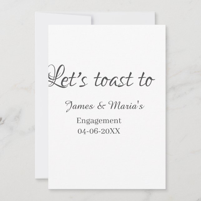 Let's toast to engagement party name date elegant  inbjudningar (Framsida)