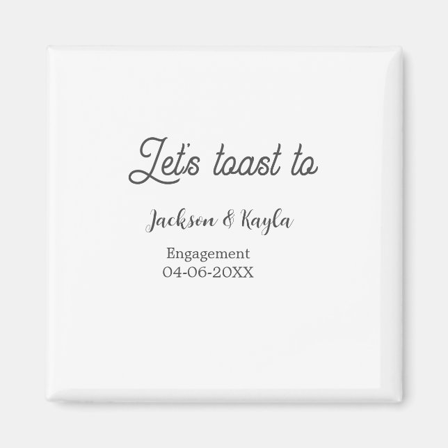 Let's toast to engagement party name date elegant  magnet (Framsidan)