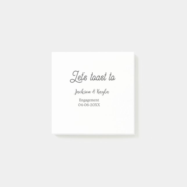 Let's toast to engagement party name date elegant  post-it block (Framsida)