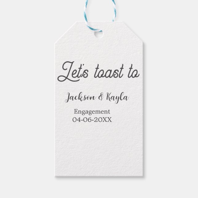 Let's toast to engagement party name date elegant  presentetikett (Framsidan)