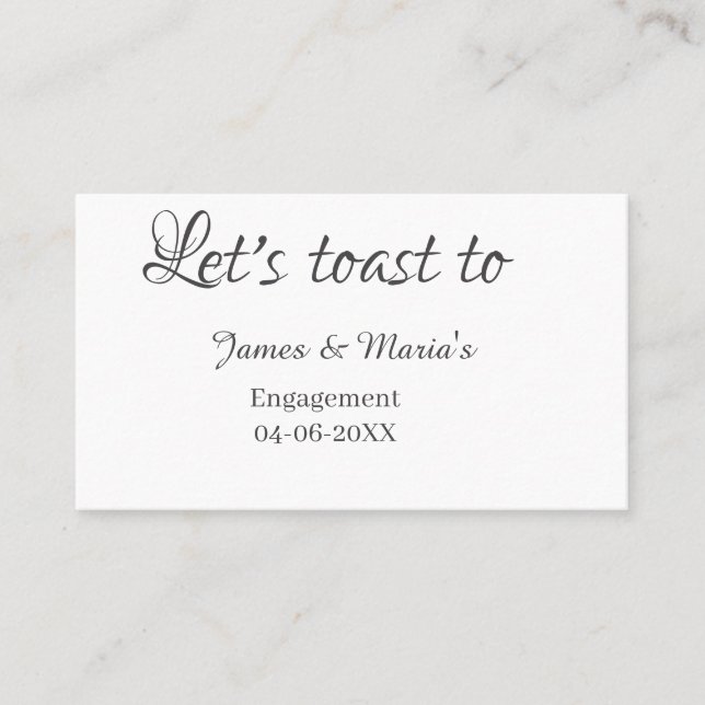 Let's toast to engagement party name date elegant  visitkort (Framsida)