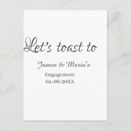 Let's toast to engagement party name date elegant  vykort