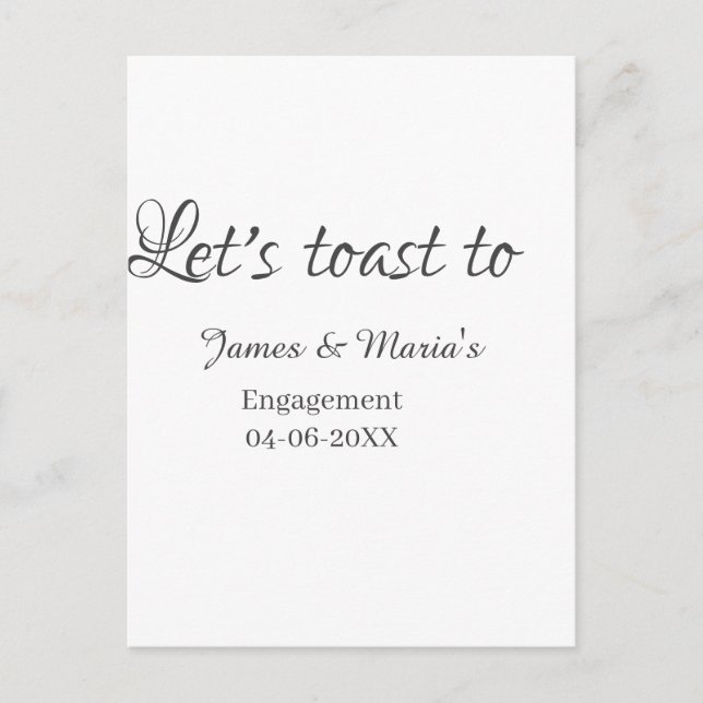 Let's toast to engagement party name date elegant  vykort (Framsida)