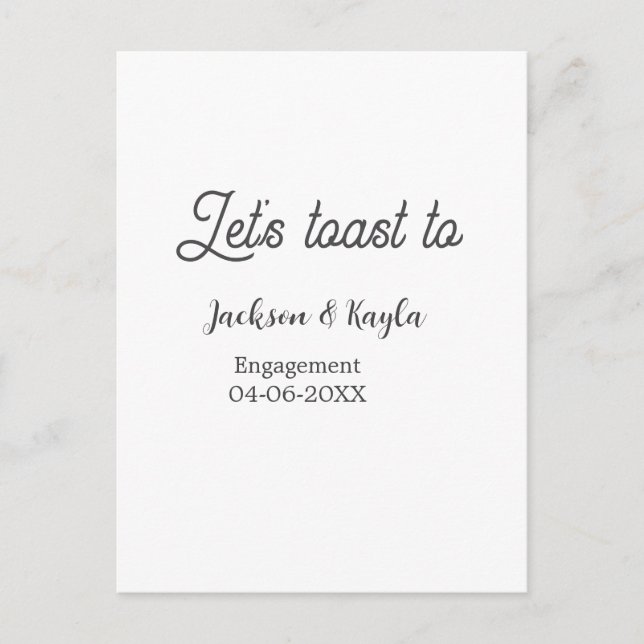 Let's toast to engagement party name date elegant  vykort (Framsida)