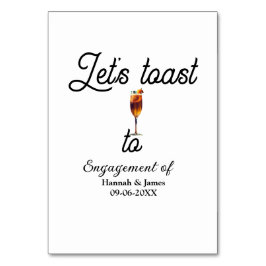 Let's toast to engagement party name date glass bordsnummer