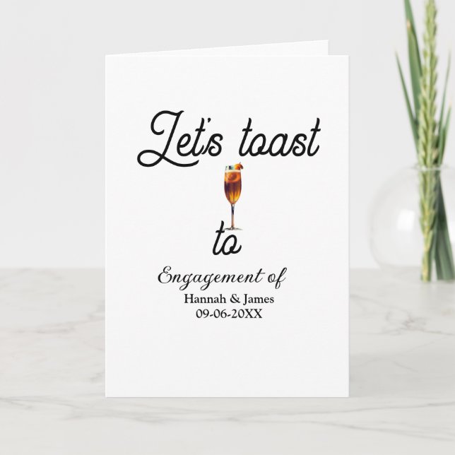 Let's toast to engagement party name date glass kort (Framsida)