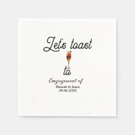 Let's toast to engagement party name date glass pappersservett