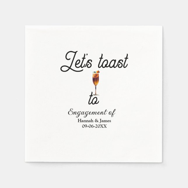 Let's toast to engagement party name date glass pappersservett (Framsidan)