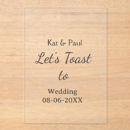 Let's toast to wedding add name date simple couple