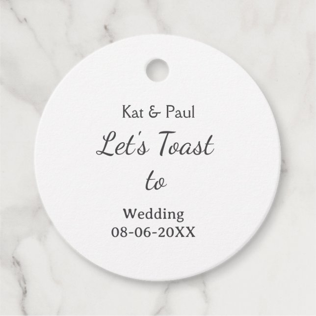 Let's toast to wedding add name date simple couple gåvor etiketter (Framsida)