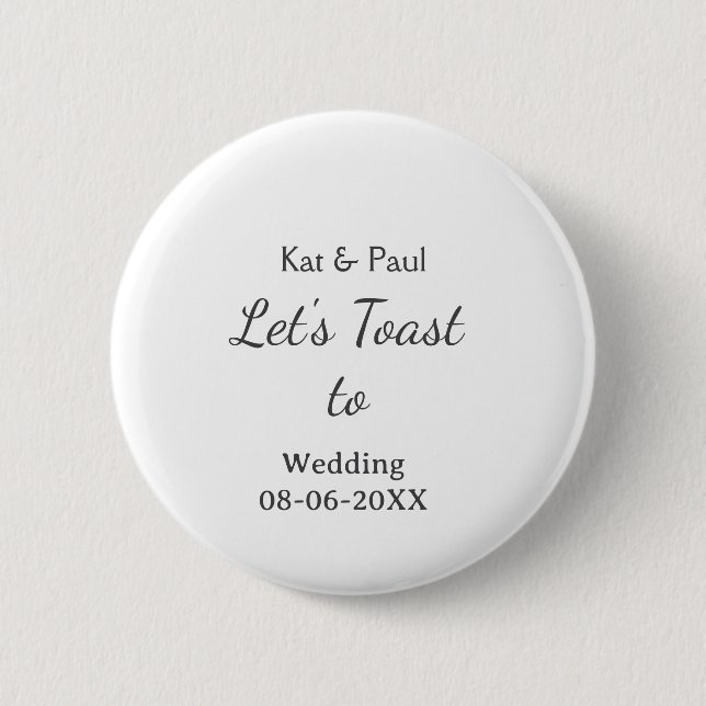 Let's toast to wedding add name date simple couple knapp (Framsida)