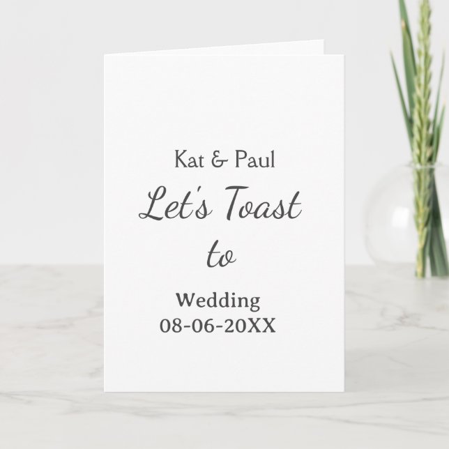 Let's toast to wedding add name date simple couple kort (Framsida)