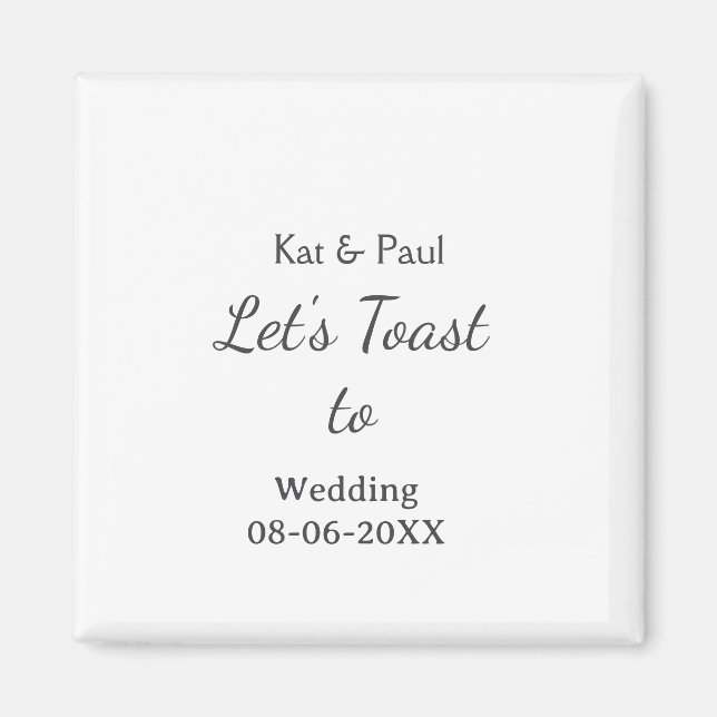 Let's toast to wedding add name date simple couple magnet (Framsidan)