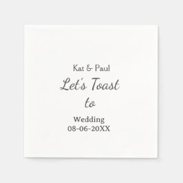 Let's toast to wedding add name date simple couple pappersservett