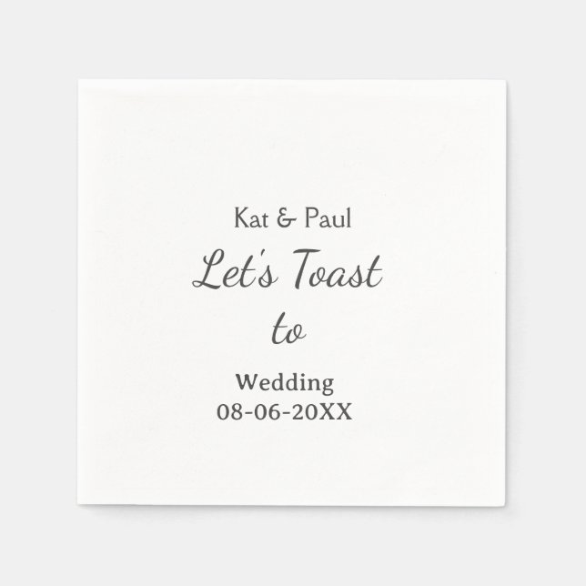 Let's toast to wedding add name date simple couple pappersservett (Framsidan)
