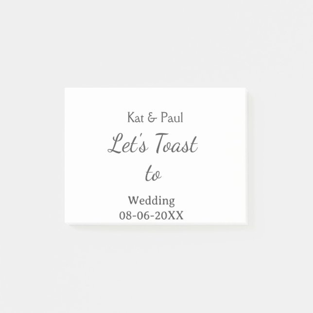 Let's toast to wedding add name date simple couple post-it block (Framsida)