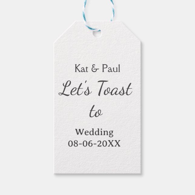 Let's toast to wedding add name date simple couple presentetikett (Framsidan)