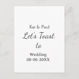 Let's toast to wedding add name date simple couple vykort