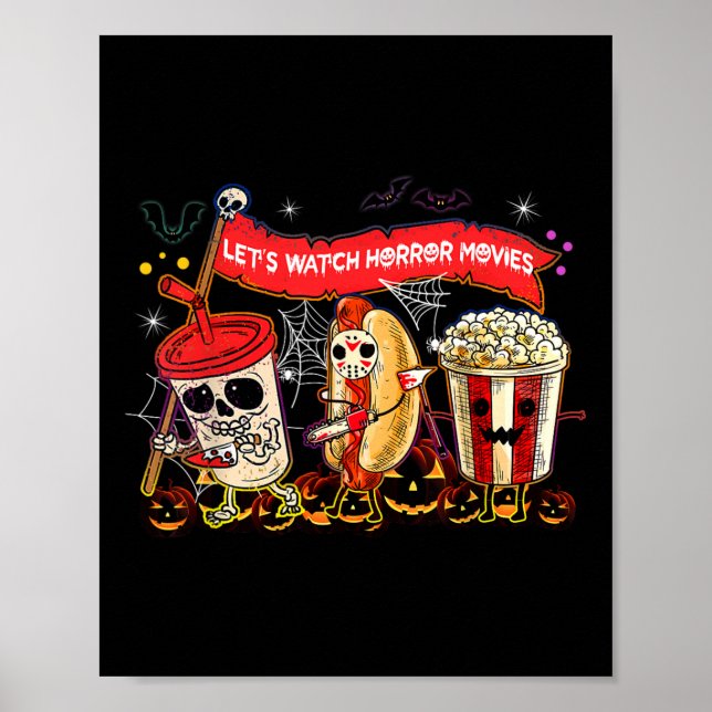 Lets Watch Horror Movies Halloween Roligt Ghost Sk Poster (Framsidan)
