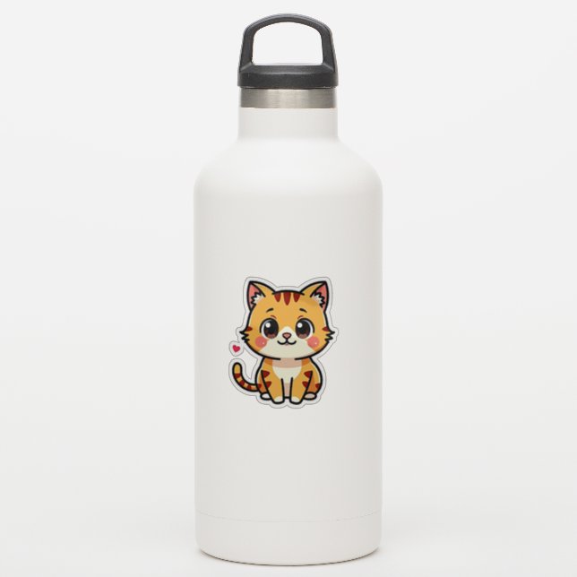 Lett orange tabby kattunge – Söt dekal (Vattenflaska)