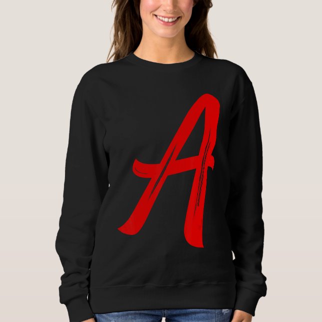 Letter A Alphabet Large Red Graphic Initial T Shirt (Framsida)